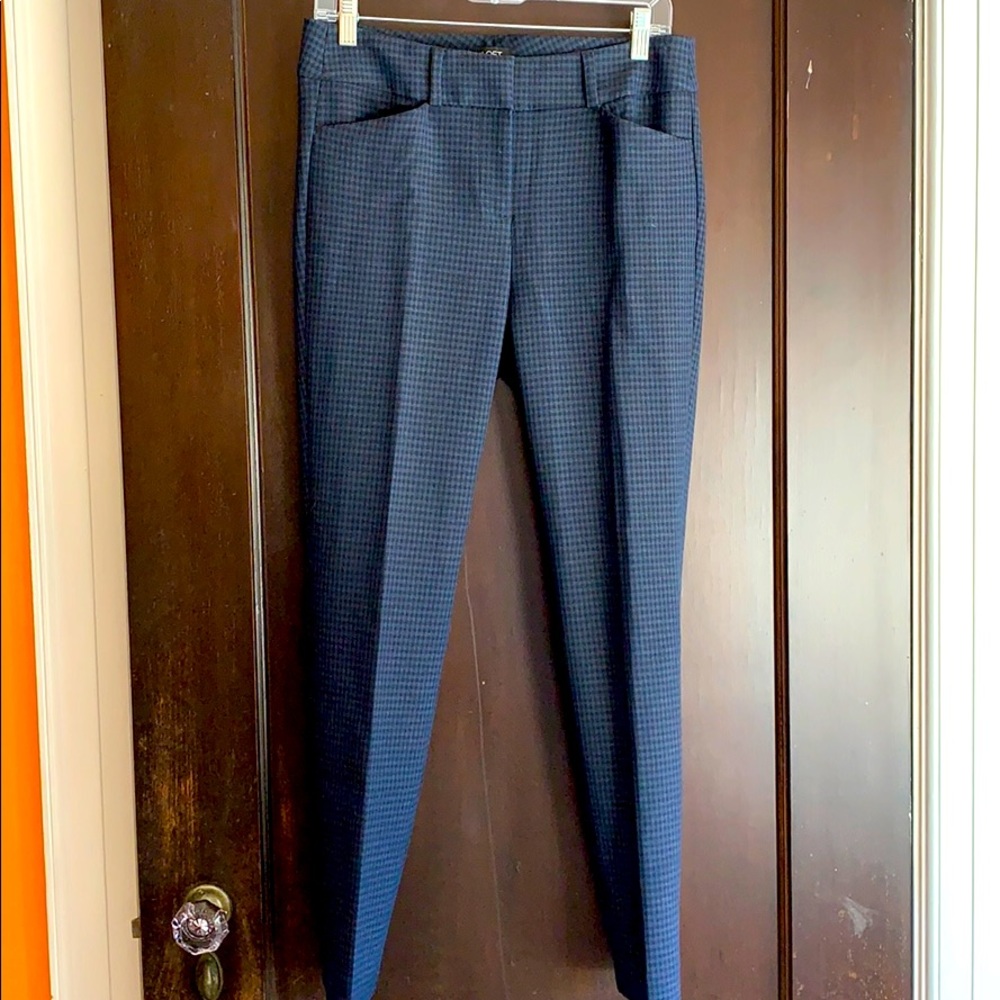 Blue plaid skinny ankle length pants